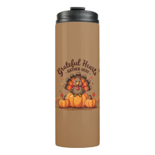 Bouteilles Isothermes Dinde de Thanksgiving à cœurs reconnaissants