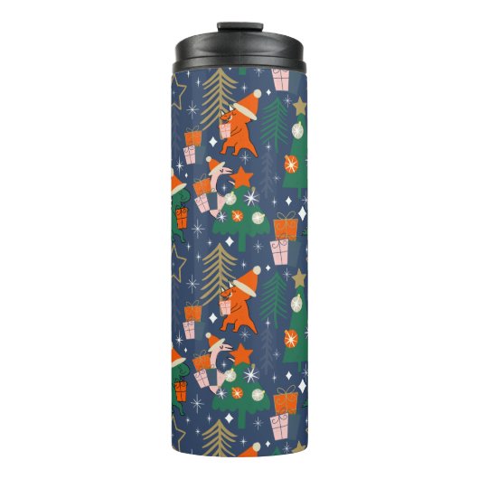 Bouteilles Isothermes Dinosaur Noël Party Blue (Devant)