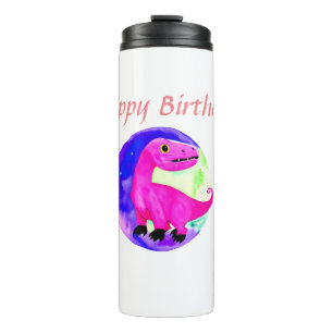Bouteilles Isothermes Dinosaure anniversaire aquarelle rose violet vert