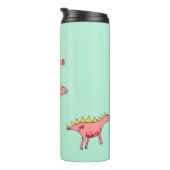 Bouteilles Isothermes Dinosaures de nom personnalisé sur bleu (Tourné sur la droite)