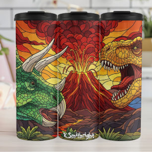 Bouteilles Isothermes Dinosaures de Volcan Vitrail Bataille