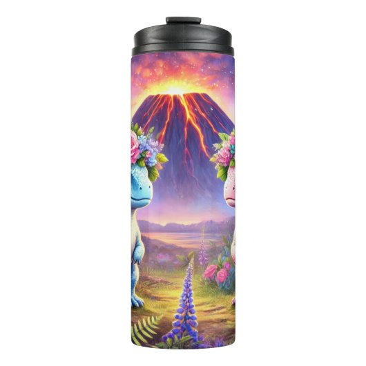 Bouteilles Isothermes Dinosaures lunaires dans les Couronnes Fleurs (Devant)