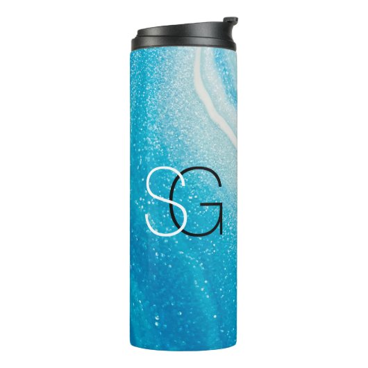 Bouteilles Isothermes do-it-yourself Monogramme avec blanc, bleu et blan (Tourné sur la gauche)