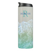 Bouteilles Isothermes do-it-yourself Monogramme Turquoise & Nom Bleu, Va (Tourné sur la droite)