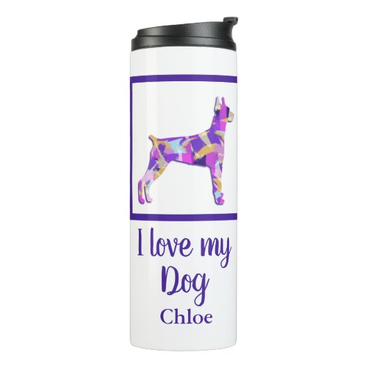 Bouteilles Isothermes Doberman Pinscher Chien Silhouette Purple PY&B (Tourné sur la gauche)