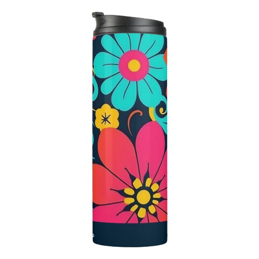 Bouteilles Isothermes Dopamine Design - Fleurs Funky Lumineuses-Retro (Tourné sur la droite)