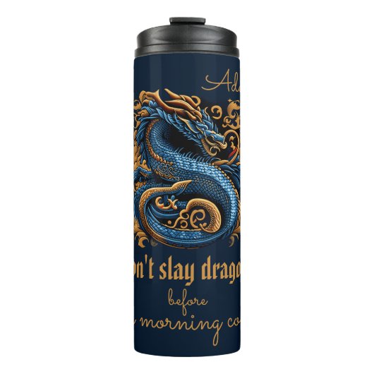 Bouteilles Isothermes Dragon chinois bleu et or (Devant)