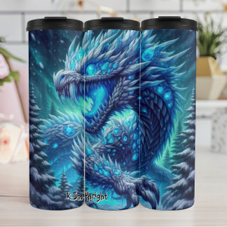 Bouteilles Isothermes Dragon de glace à fleur en forêt
