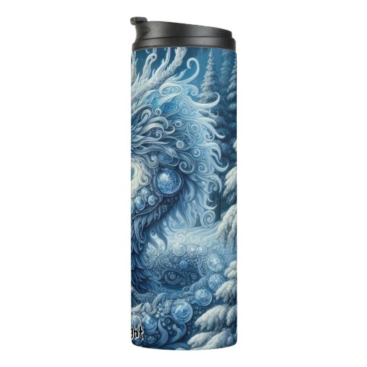 Bouteilles Isothermes Dragon de glace en forêt d'hiver (Tourné sur la droite)