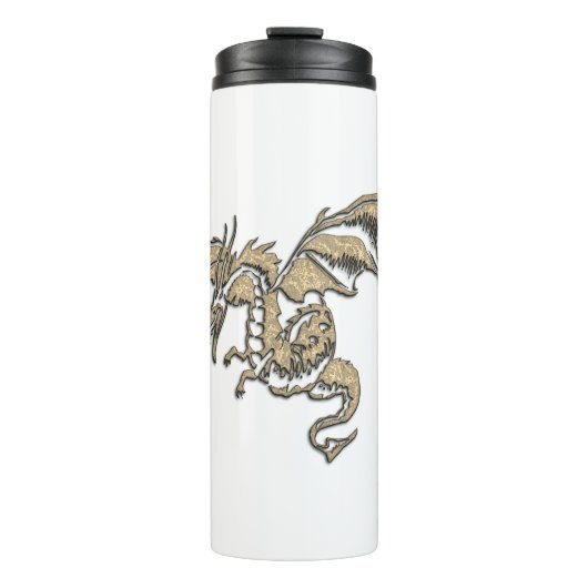 Bouteilles Isothermes Dragon d'or en blanc (Devant)