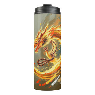 Bouteilles Isothermes Dragon Jaune Doré