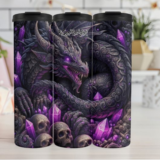 Bouteilles Isothermes Dragon orange aux cristaux violets