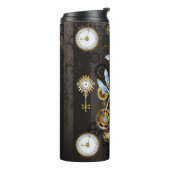 Bouteilles Isothermes Dragonflies de Steampunk sur arrière - plan rayé b (Tourné sur la gauche)