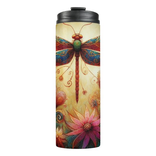 Bouteilles Isothermes Dragonfly lunaire Floral Art Abstrait Turquoise ro (Devant)