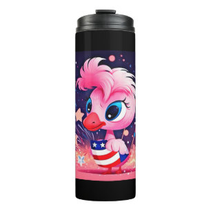 Bouteilles Isothermes Drapeau américain avec Flamant rose Cartoon-69216