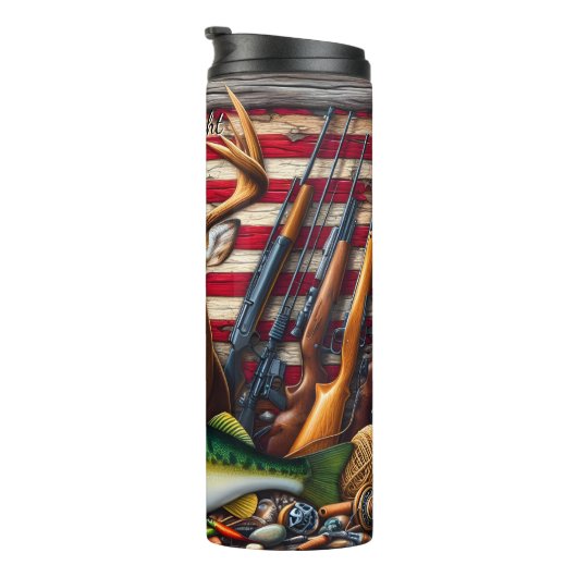 Bouteilles Isothermes Drapeau américain des canons à poisson cerf (Tourné sur la droite)