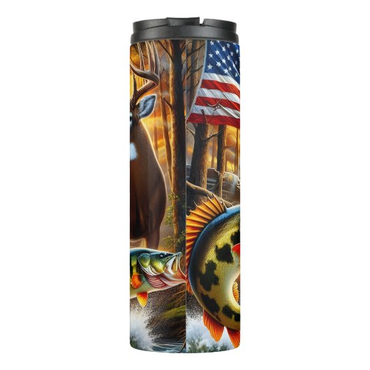 Bouteilles Isothermes Drapeau américain Hunter Fish Deer (Dos)