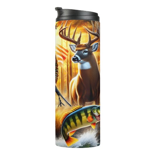 Bouteilles Isothermes Drapeau américain Hunter Fish Deer (Tourné sur la droite)