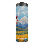 Bouteilles Isothermes Drapeau américain impressionniste et montagnes (Devant)