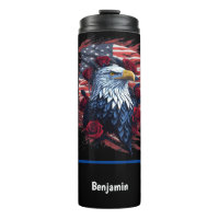 Drapeau américain USA Aigle Roses Rouge Blanc Bleu