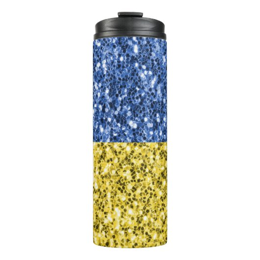 Bouteilles Isothermes Drapeau bleu jaune Ukraine parties scintillant fau (Devant)
