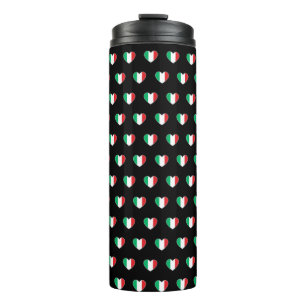 Bouteilles Isothermes Drapeau Italien Cœur Motif Répété Noir
