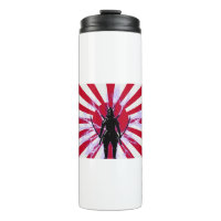 Drapeau japonais et Soleil Levant Samurai Guerrier