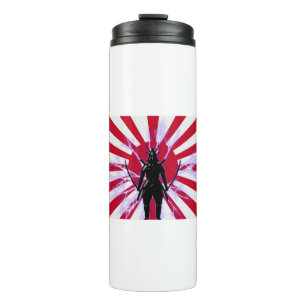 Bouteilles Isothermes Drapeau japonais et Soleil Levant Samurai Guerrier