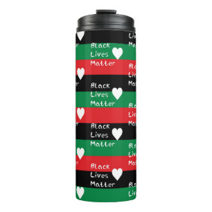 Bouteilles Isothermes Drapeau panafricain Black Lives Matter Cœur Blanc