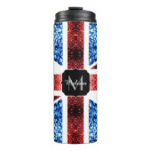 Bouteilles Isothermes Drapeau rouge et bleu parties scintillant Monogram (Devant)