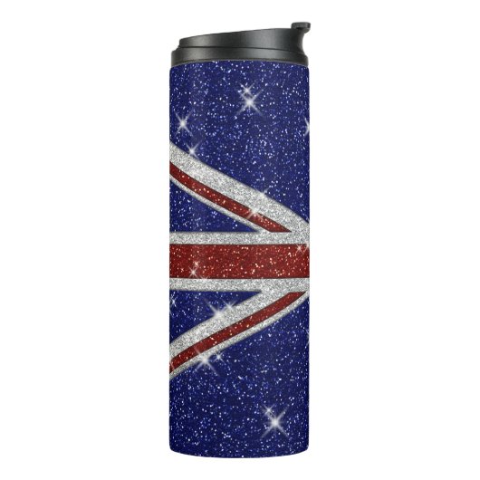 Bouteilles Isothermes Drapeau Union Jack brillant parties scintillant (Tourné sur la gauche)