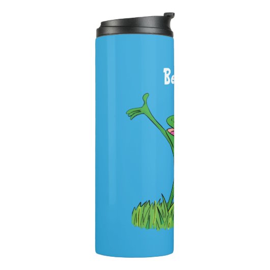 Bouteilles Isothermes Drôle vert souriant animé lézard d'iguane (Tourné sur la gauche)