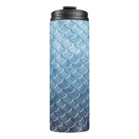 Bouteilles Isothermes Écailles de sirène argent et bleu (Devant)