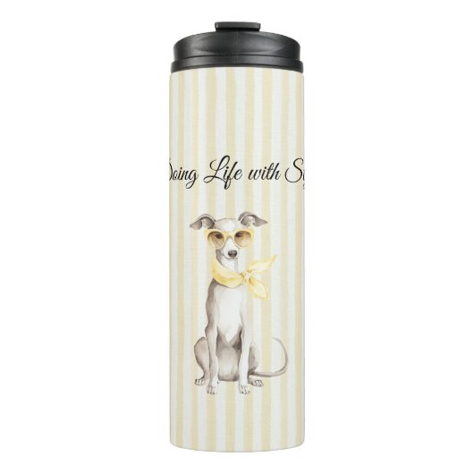 Bouteilles Isothermes Écharpe jaune doux Chien blanc (Devant)