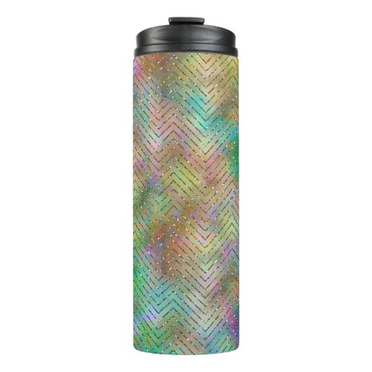 Bouteilles Isothermes Éclairage Arc-en-ciel en or brillant Motif Chevron (Devant)