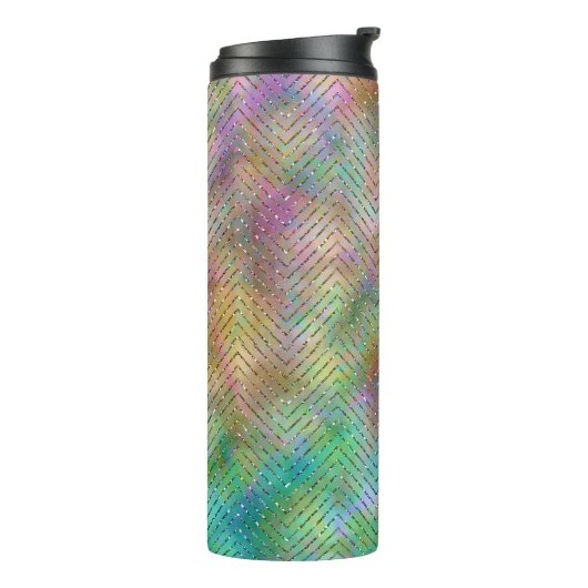 Bouteilles Isothermes Éclairage Arc-en-ciel en or brillant Motif Chevron (Tourné sur la gauche)