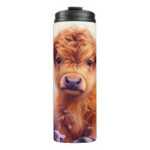 Bouteilles Isothermes Écossais Highland Vache Calf Violet Fleurs sauvage (Devant)