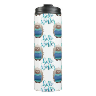 BOUTEILLES ISOTHERMES ÉCUREUILS D'HIVER HABILLÉS DE BLEU ET DE VERT