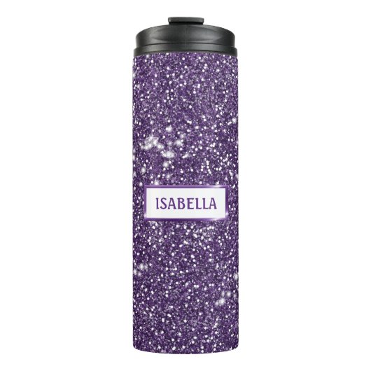 Bouteilles Isothermes Effet de texture pailletée violette fausse & nom p (Devant)