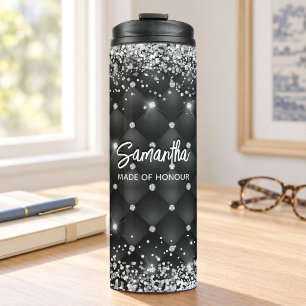 Bouteilles Isothermes Élégant anniversaire de mariage noir paillettes ar