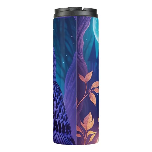 Bouteilles Isothermes Élégant bleu violet magique Chouette comique AI Ar (Dos)