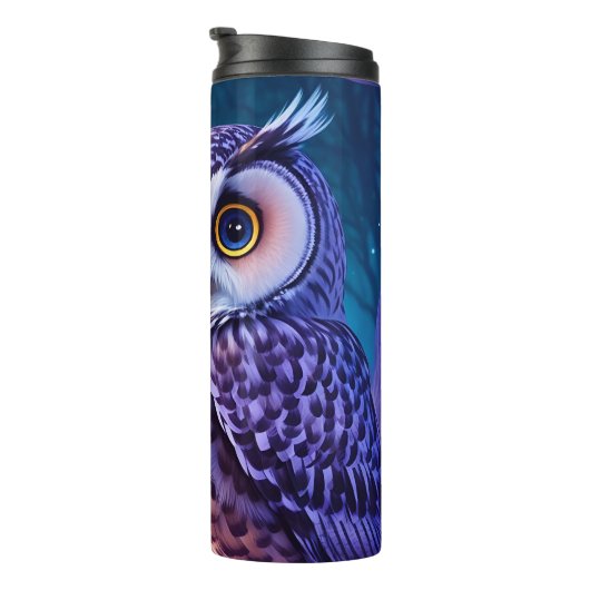 Bouteilles Isothermes Élégant bleu violet magique Chouette comique AI Ar (Tourné sur la droite)