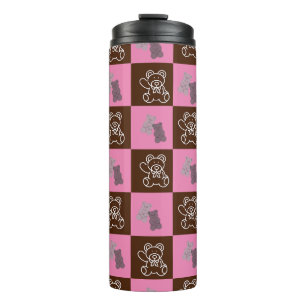 Bouteilles Isothermes Élégant Chic Brown Plaid & Ours