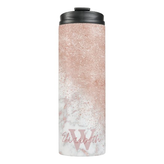 Bouteilles Isothermes Élégant faux rose en or confetti image en marbre b (Devant)