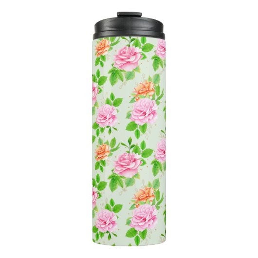 Bouteilles Isothermes Elegant Floral Roses Green Leaves Pattern-23675 (Devant)