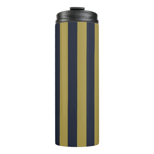 Bouteilles Isothermes Elégant Gold & Navy Blue Vertical Stripes (Devant)