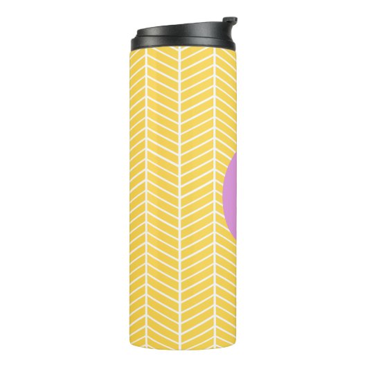 Bouteilles Isothermes Élégant Herringbone jaune Chevron ZigZag Monogramm (Tourné sur la gauche)