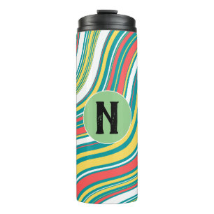 Bouteilles Isothermes Élégant initial Moderne coloré motif Vert Bleu