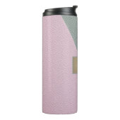 Bouteilles Isothermes Élégant Monogramme en cuir rose vert (Tourné sur la gauche)