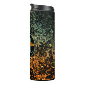 Bouteilles Isothermes Élégant Monogramme floral orange et vert noir (Tourné sur la droite)